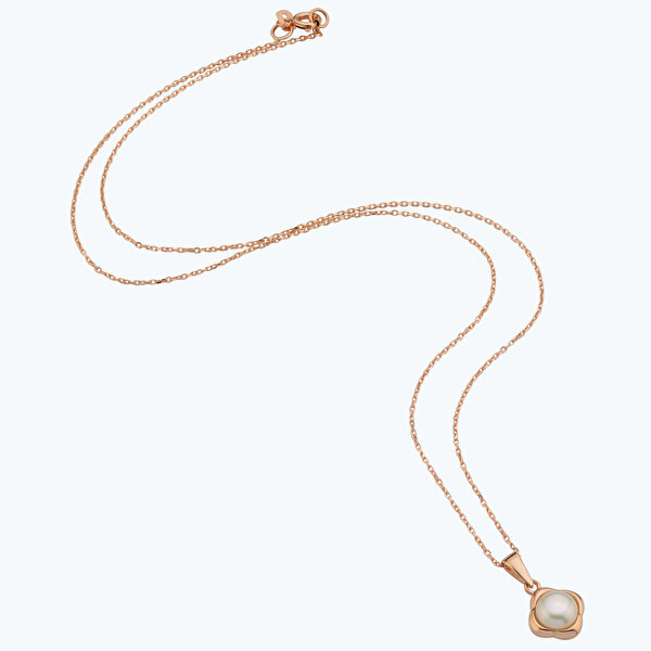 Altın İnci Çiçek Kolye