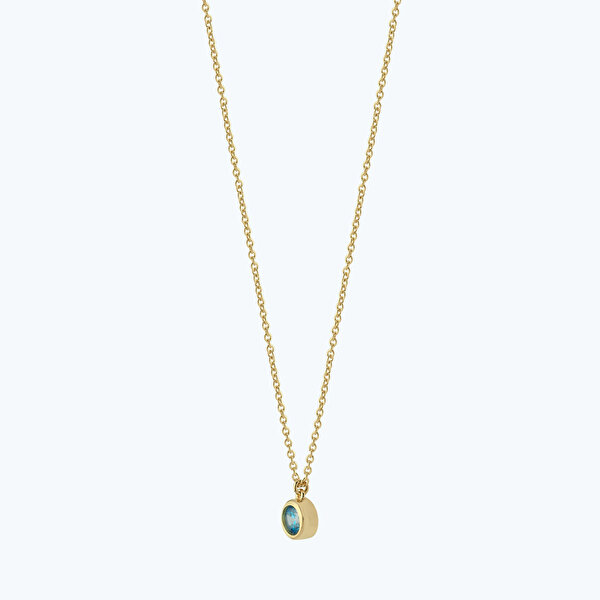 Mavi Taşlı Altın Tektaş Kolye