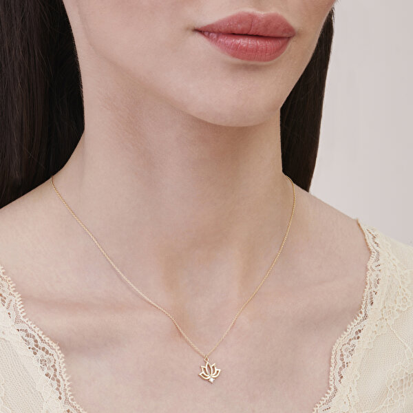 Altın Lotus Çiçeği Kolye