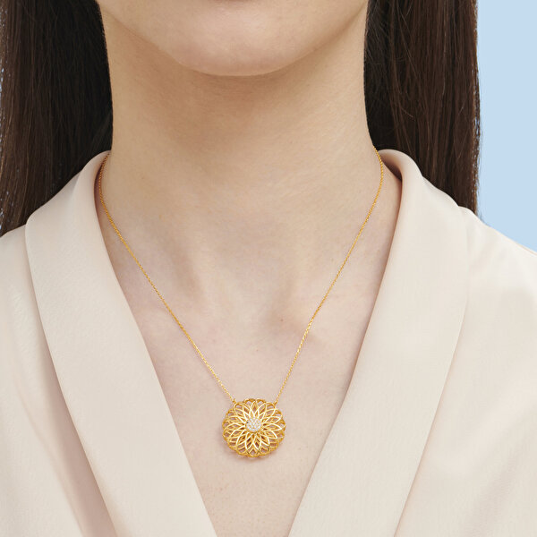 22 Ayar Altınbaş Mandala Kolye