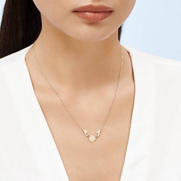 Altın İsimli Kalp Kanat Kolye