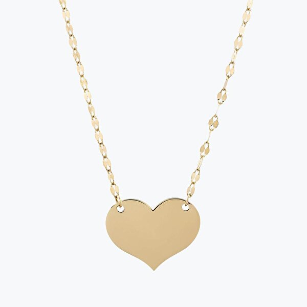 Altın İsimli Plaka Kalp Kolye