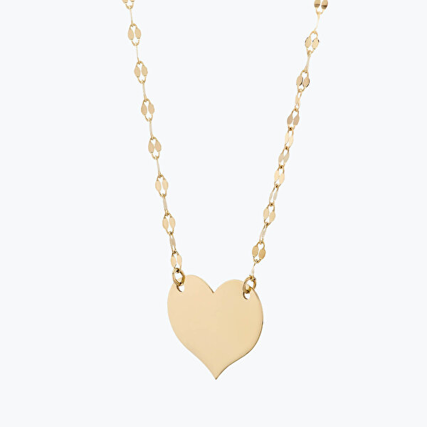 Altın İsimli Plaka Kalp Kolye