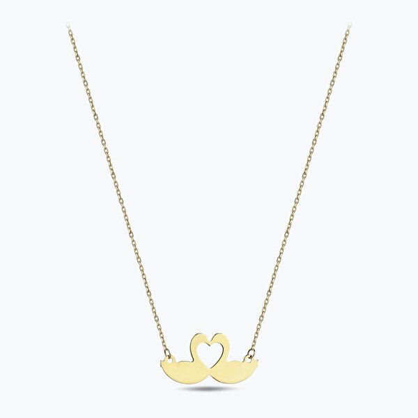 Altın Kalp Kuğu Kolye