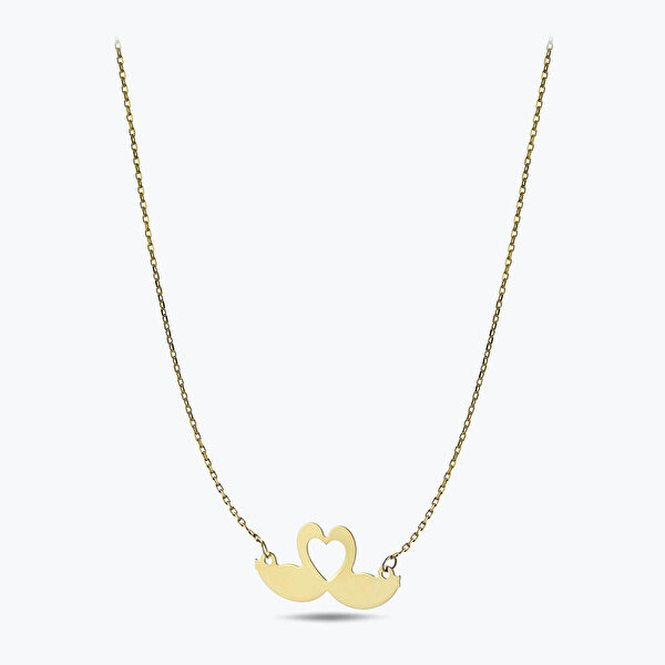 Altın Kalp Kuğu Kolye