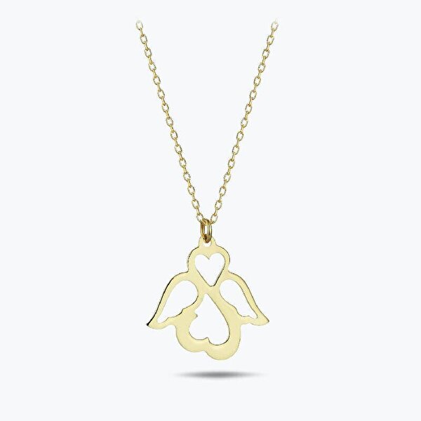 Altın Kalpli Kanat Kolye
