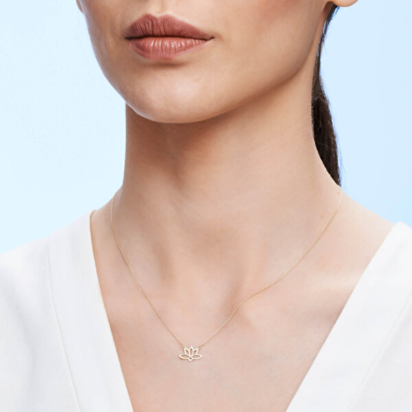 Altın Lotus Çiçeği Kolye