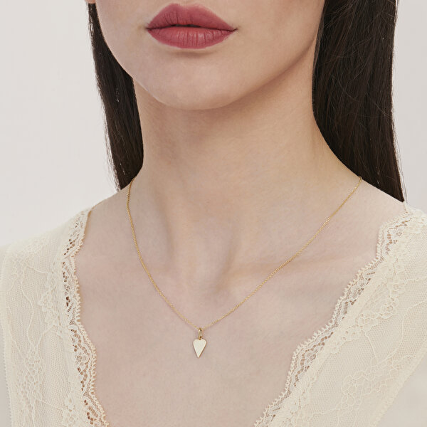 Altın Plaka Kalp Kolye