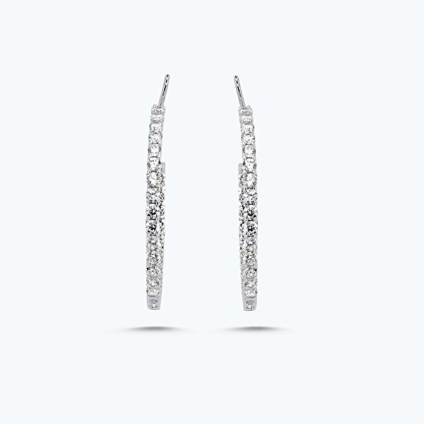 Altın Taşlı Halka Küpe