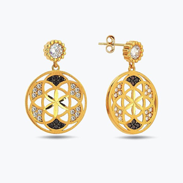 22 Ayar Altın Yaşam Çiçeği Küpe