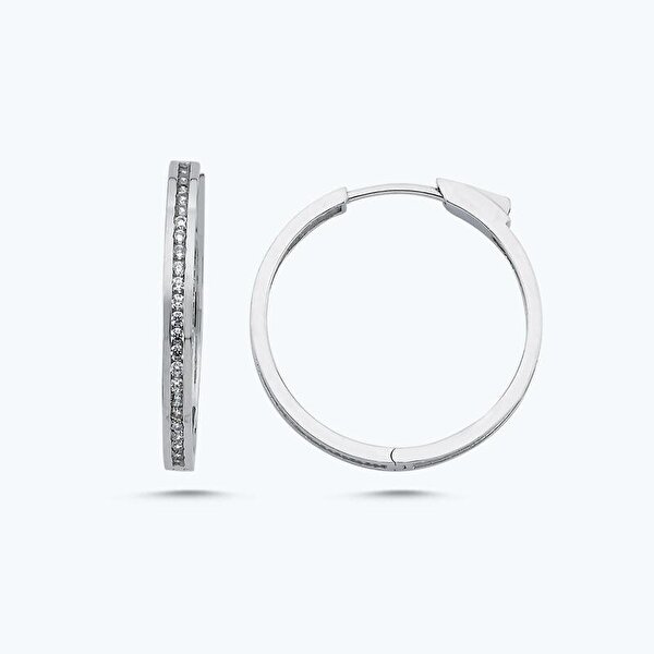 Altın Taşlı Halka Küpe