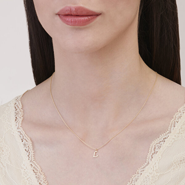 Altın L Harfi Kolye