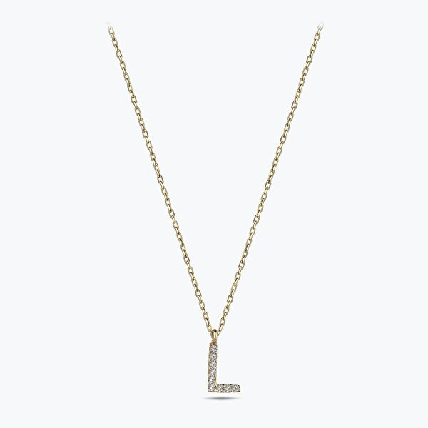 Altın L Harfi Kolye