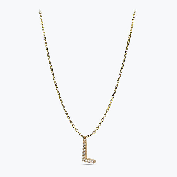 Altın L Harfi Kolye
