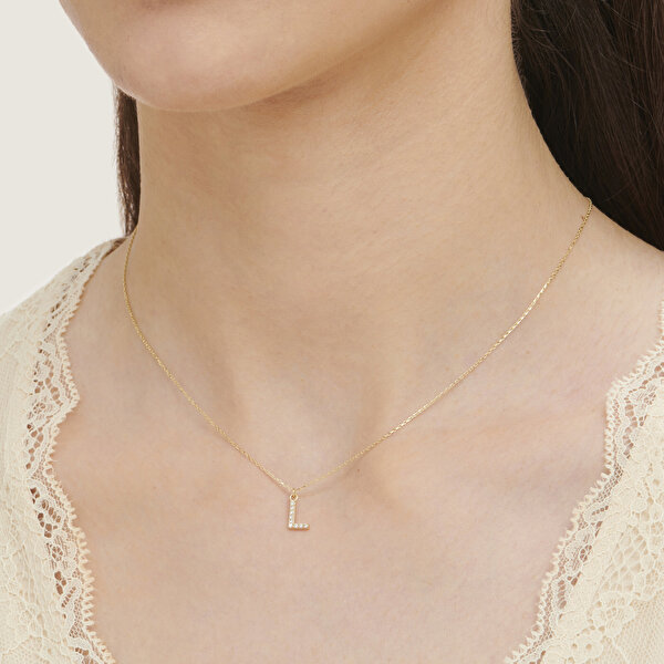 Altın L Harfi Kolye