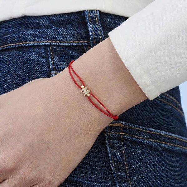 Altın İpli M Harfi Bileklik