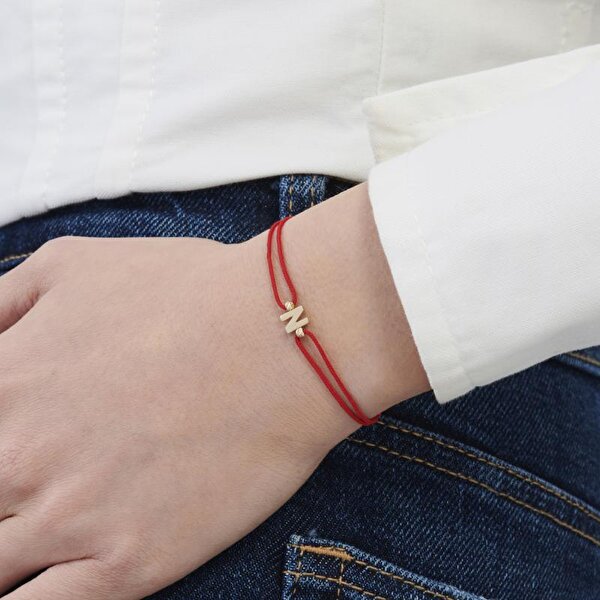 Altın İpli N Harfi Bileklik