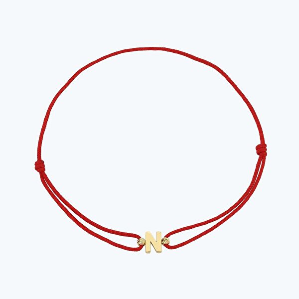 Altın İpli N Harfi Bileklik