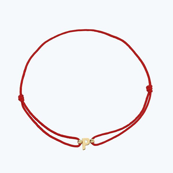 Altın İpli P Harfi Bileklik
