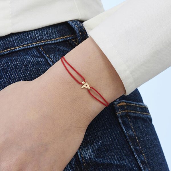 Altın İpli P Harfi Bileklik