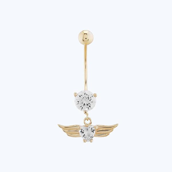 Altın Kalpli Göbek Piercing