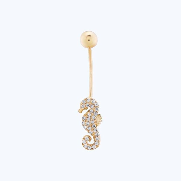 Altın Deniz Atı Göbek Piercing