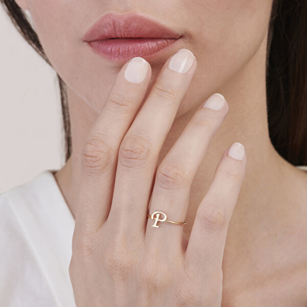 Altın P Harfi Yüzük