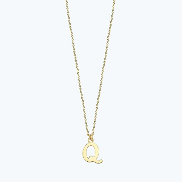 Altın Q Harfi Kolye