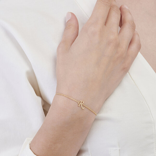 Altın R Harfi Bileklik