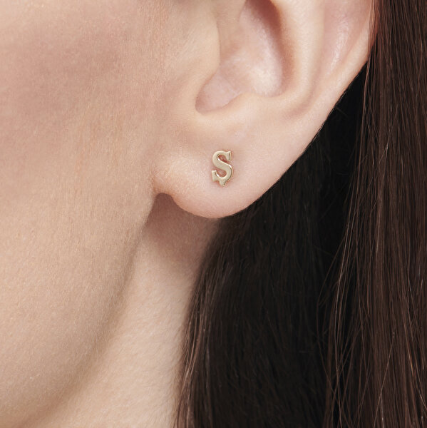 Altın Ş Harfi Küpe