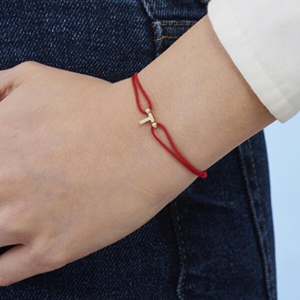 Altın İpli T Harfi Bileklik