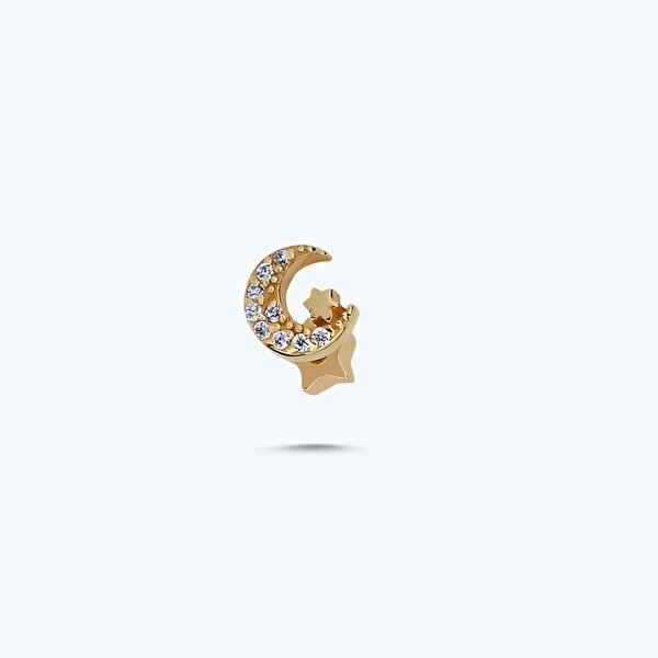Altın Tragus Ay Yıldız Piercing