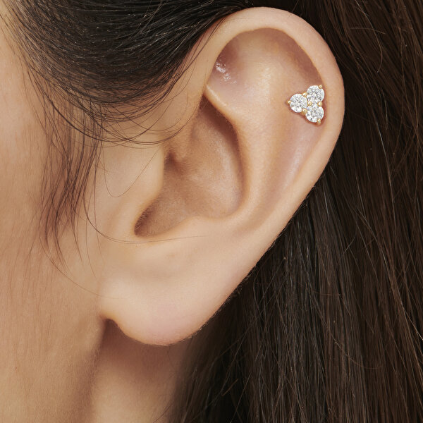 Altın Tragus Taşlı Piercing