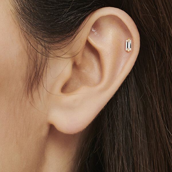 Altın Tragus Taşlı Piercing
