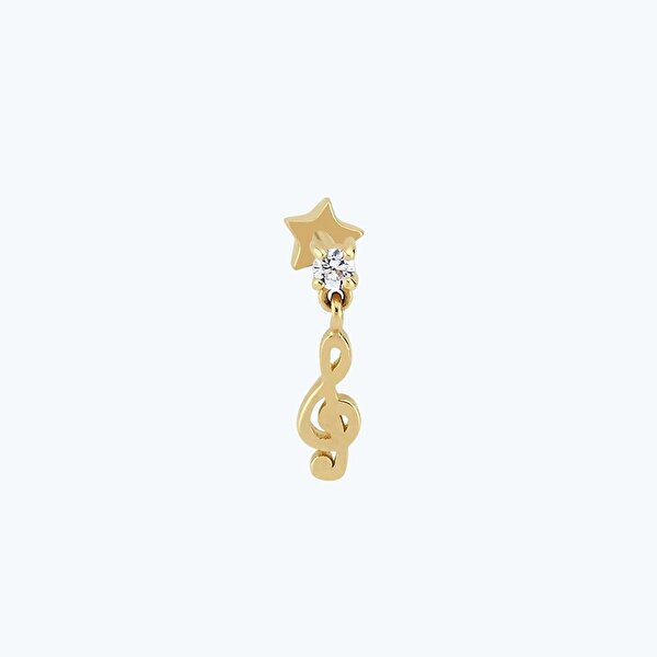 Altın Tragus Sol Anahtarı Piercing