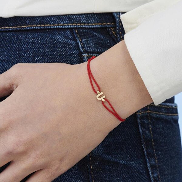 Altın İpli U Harfi Bileklik