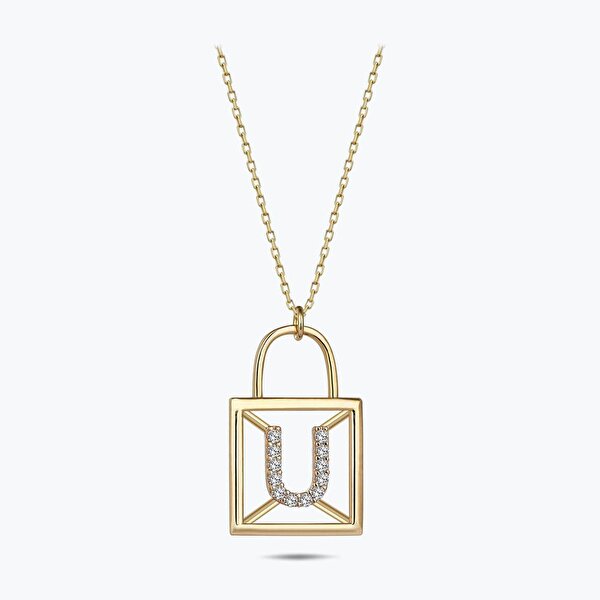 Altın U Harfi Kolye