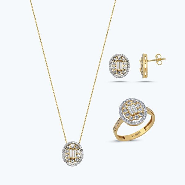 Altın Üçlü Oval Set