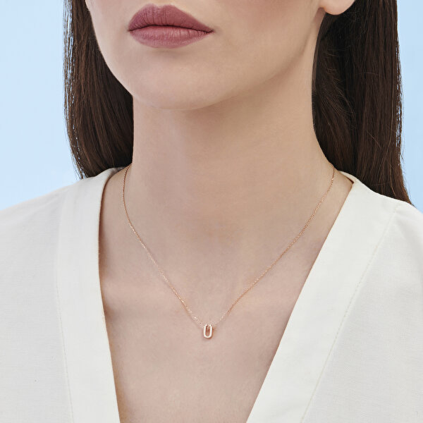 Altın Ü Harfi Kolye