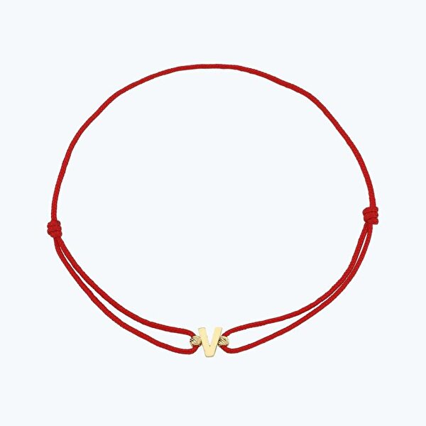 Altın İpli V Harfi Bileklik