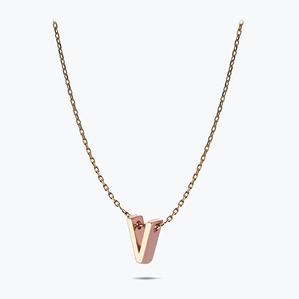 Altın V Harfi Kolye