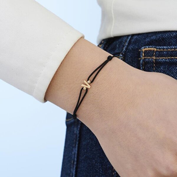 Altın İpli V Harfi Bileklik