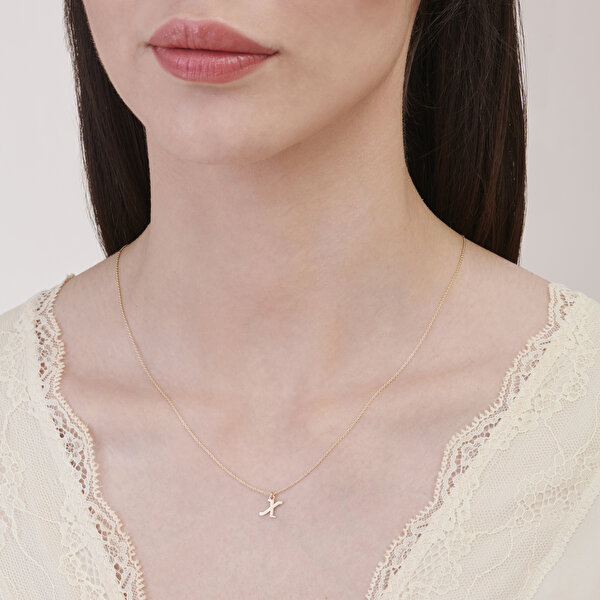 Altın X Harfi Kolye