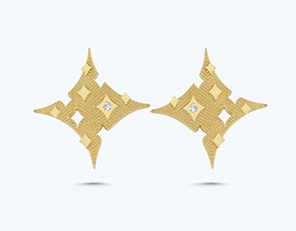 Altınbaş Yıldızı Altın Küpe