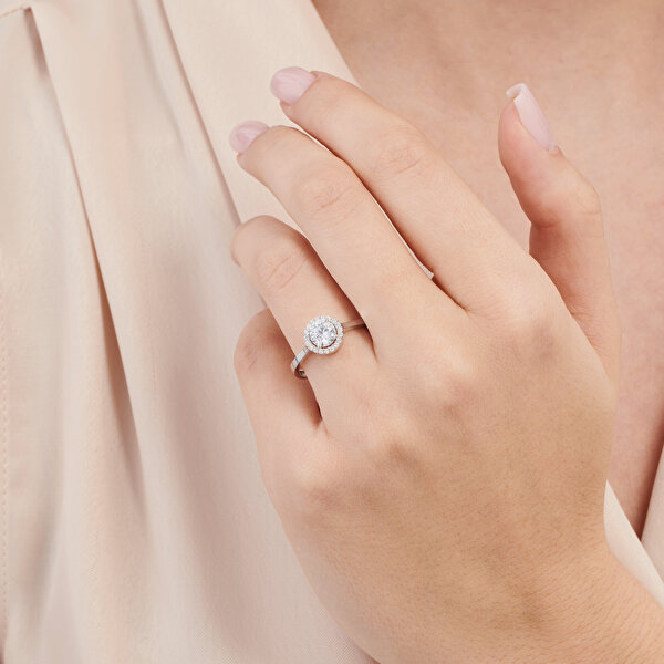 Altın Yuvarlak Taşlı  Yüzük