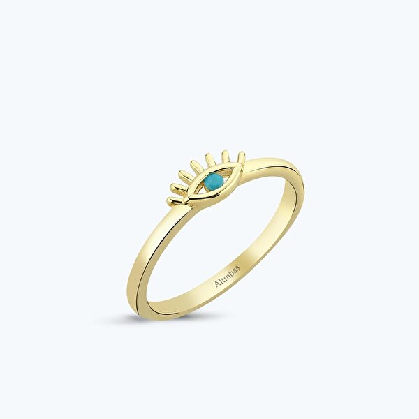 Mavi Taşlı Altın Göz Yüzük