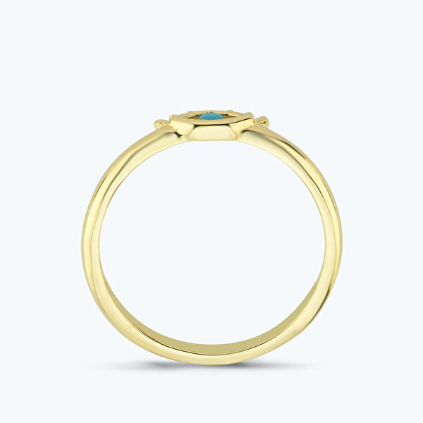 Mavi Taşlı Altın Göz Yüzük