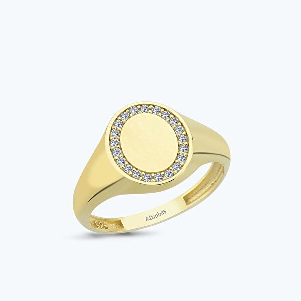 Altın Oval Taşlı Yüzük