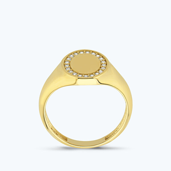 Altın Oval Taşlı Yüzük