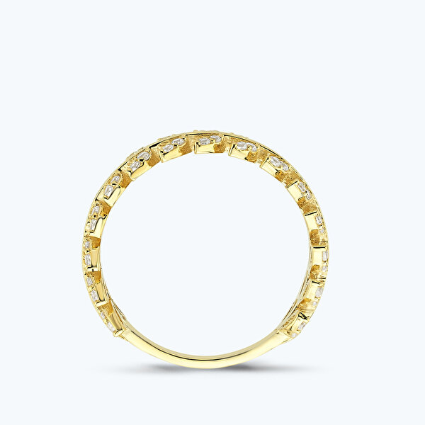 Altın Taşlı Yaprak Yüzük